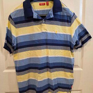 Izod Polo Shirt Striped Blue, Yellow and Black Men’s Large